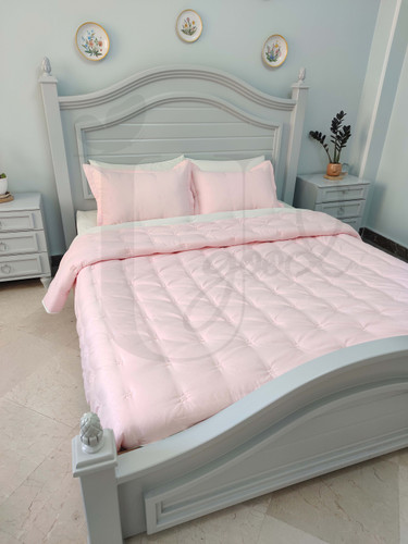 لحاف دو نفره صورتی شیری